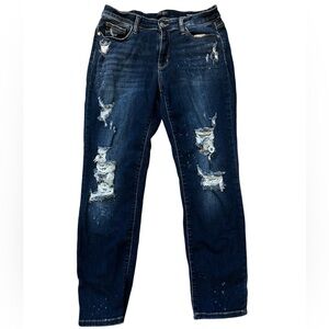 Judy Blue Dark Blue Distressed Boyfriend Jeans, size 31